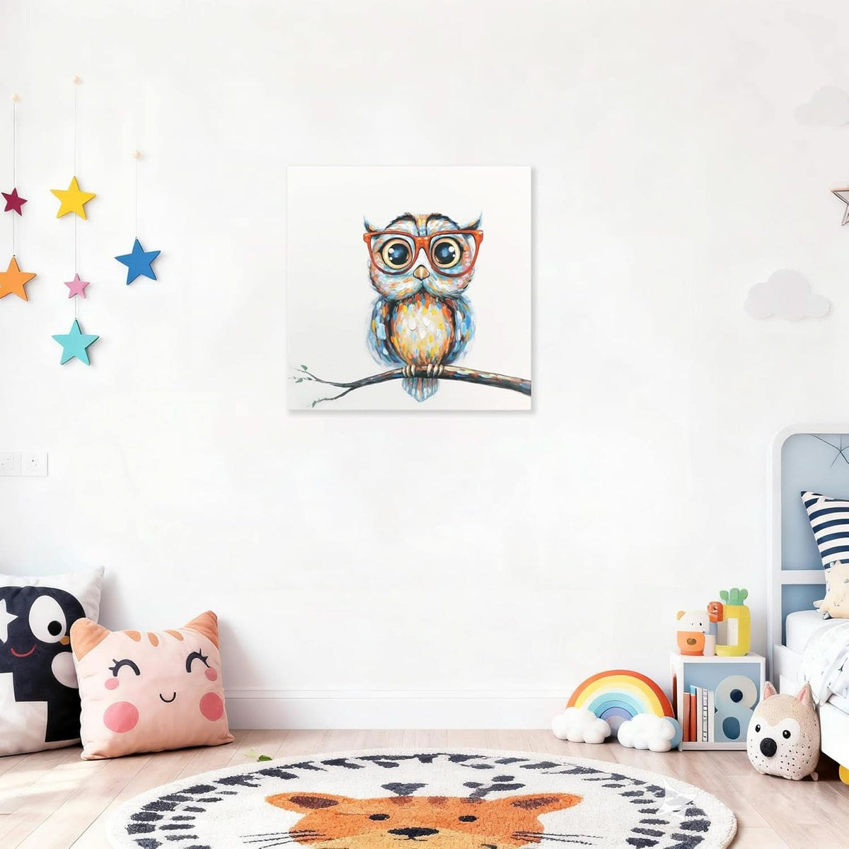 Ultra Durable Colorful Owl Canvas Wall Art Twenty Four Inches