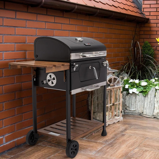 24 Inch Charcoal Grill With Adjustable Charcoal Pan