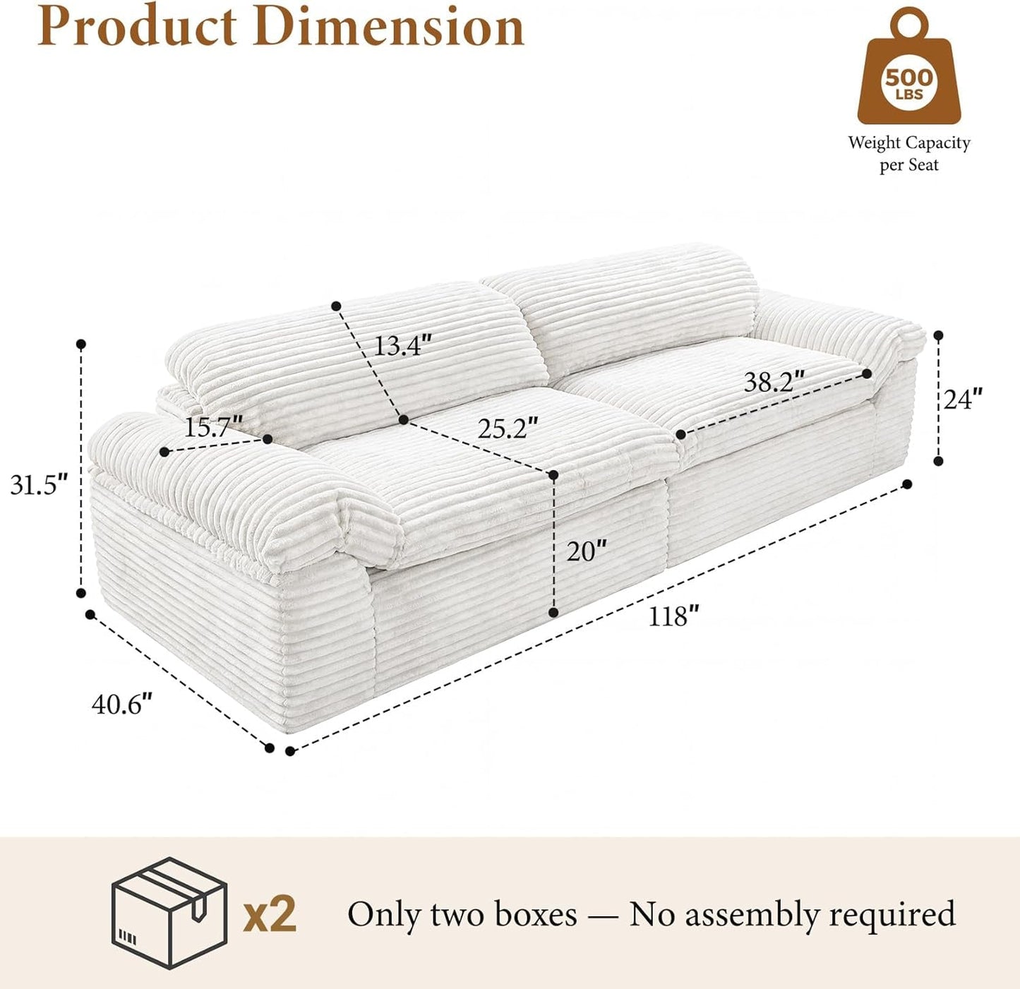 Beige Oversized Sofa For Living Room Interior Decor-1