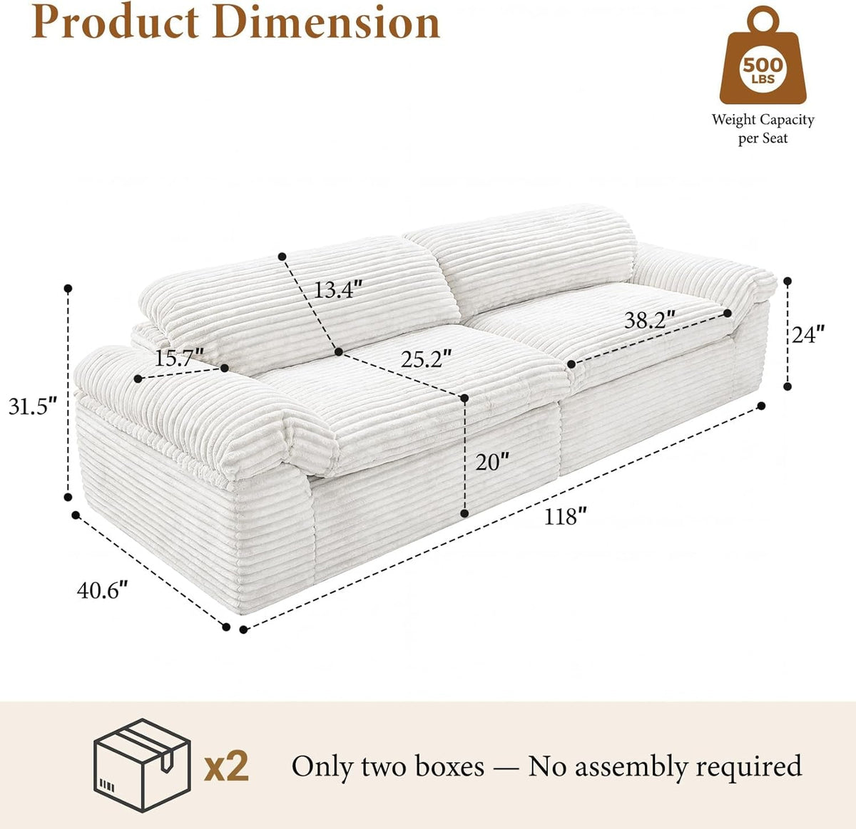 Beige Oversized Sofa For Living Room Interior Decor-1