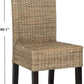 Grey Wicker Dining Chair 18 Inch Rattan Cotton Upholstery