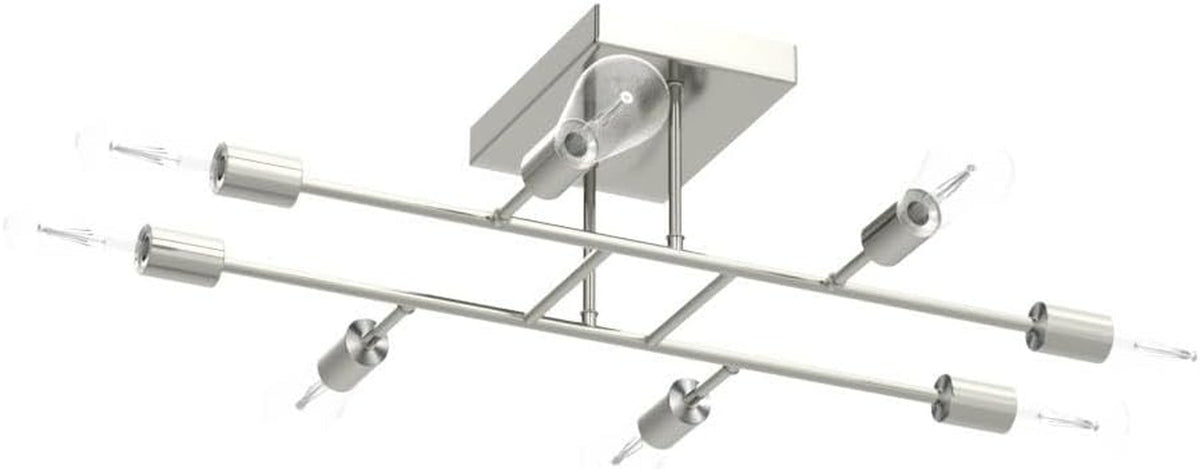 Brushed Nickel 8Light Semi Flush Ceiling Chandelier