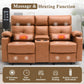 Power Recliner Loveseat With Console Yellowish Brown