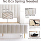 Queen Size Velvet Platform Bed With Ivory Upholstered Head board
