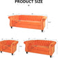 3 Piece Orange Velvet Living Room Sofa Set Includes Loveseat And Club Chair Durable Upholstery-1