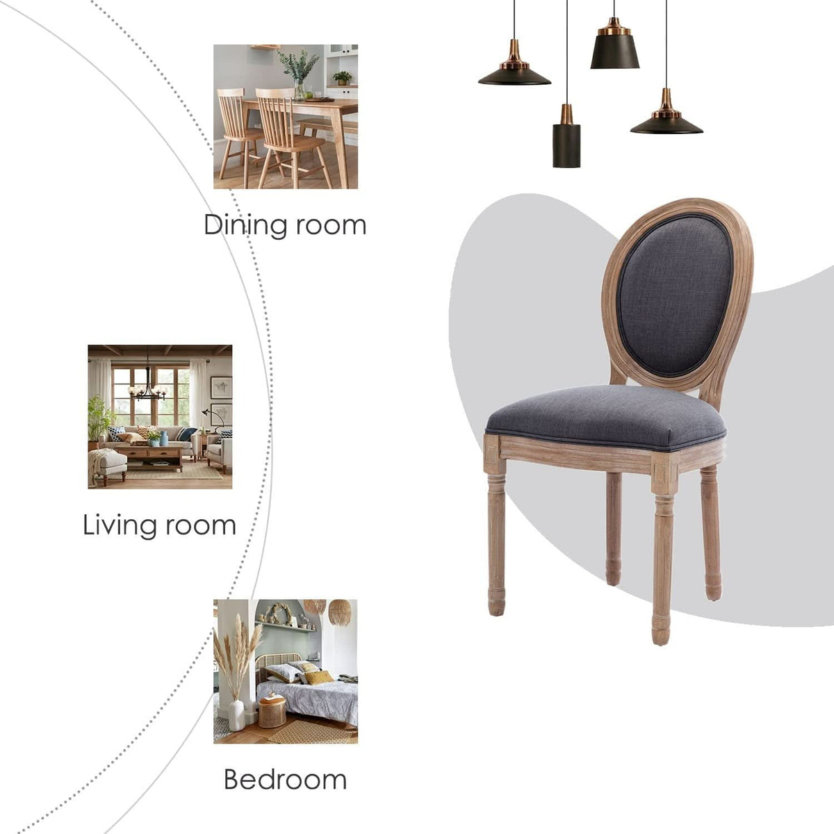 French Country Oak Upholstered Dining Chairs Set Of 6