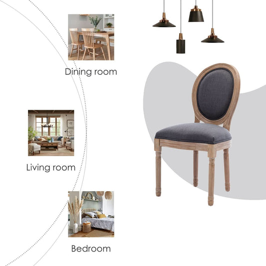 French Country Oak Upholstered Dining Chairs Set Of 6