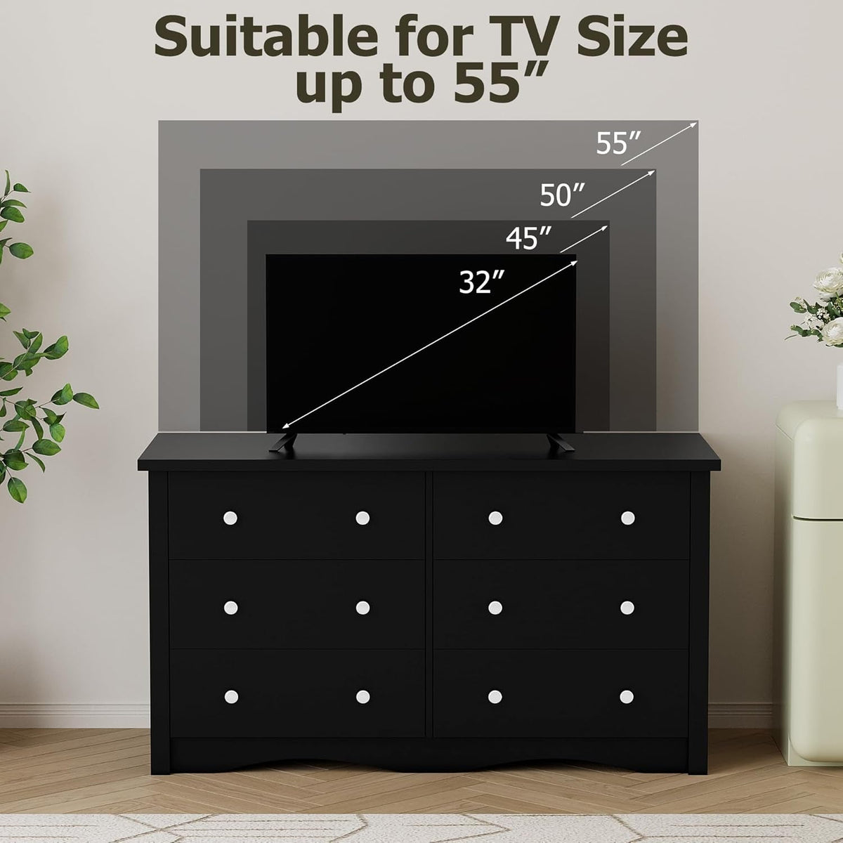 Black Premium Bedroom Dresser With Storage Drawers-4