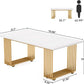 White Gold Wood Dining Table 70 Inch Rectangular For Dining Room-1
