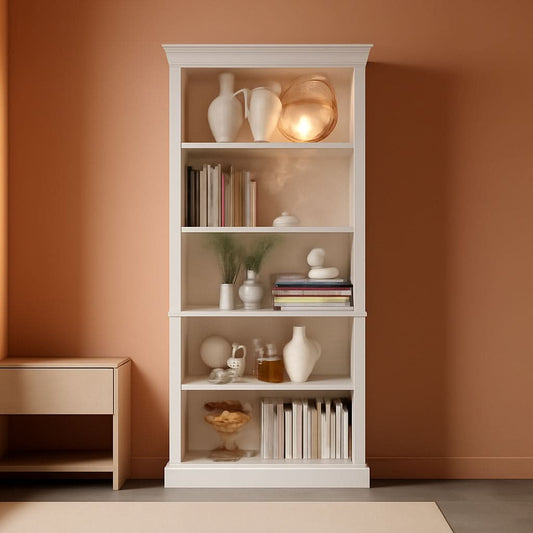 White 72 Inch Tall Bookcase For Living Room Storage-0