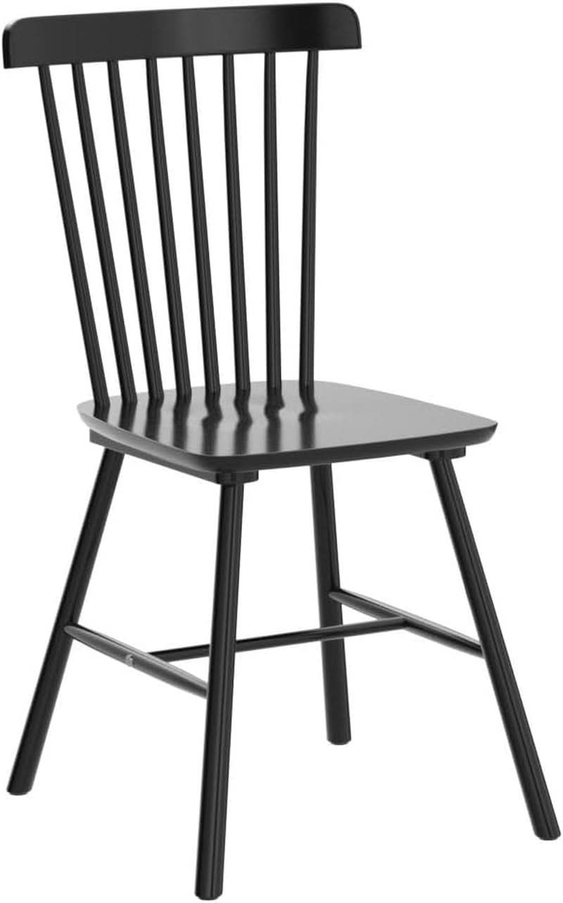 Windsor Dining Chair Set Of Four Jet Black Solid Wood