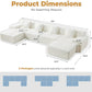 160 Inch White Corduroy Modular Sectional Sofa Set