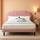 Queen Velvet Upholstered Platform Bed Frame Nailhead