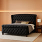 Queen Velvety Platform Bed Frame Black Upholstered
