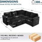 Black 83Inch Deluxe Sleeper Sectional Sofa With Storage