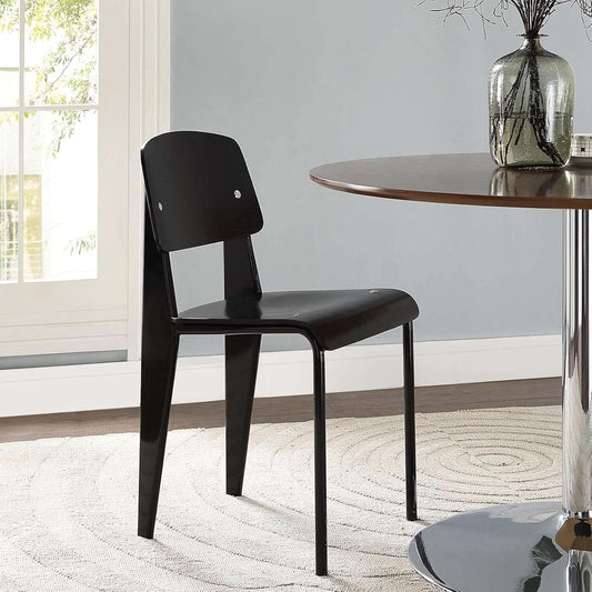 Black Premium Contemporary TubularSteel Hardwood Dining Chair