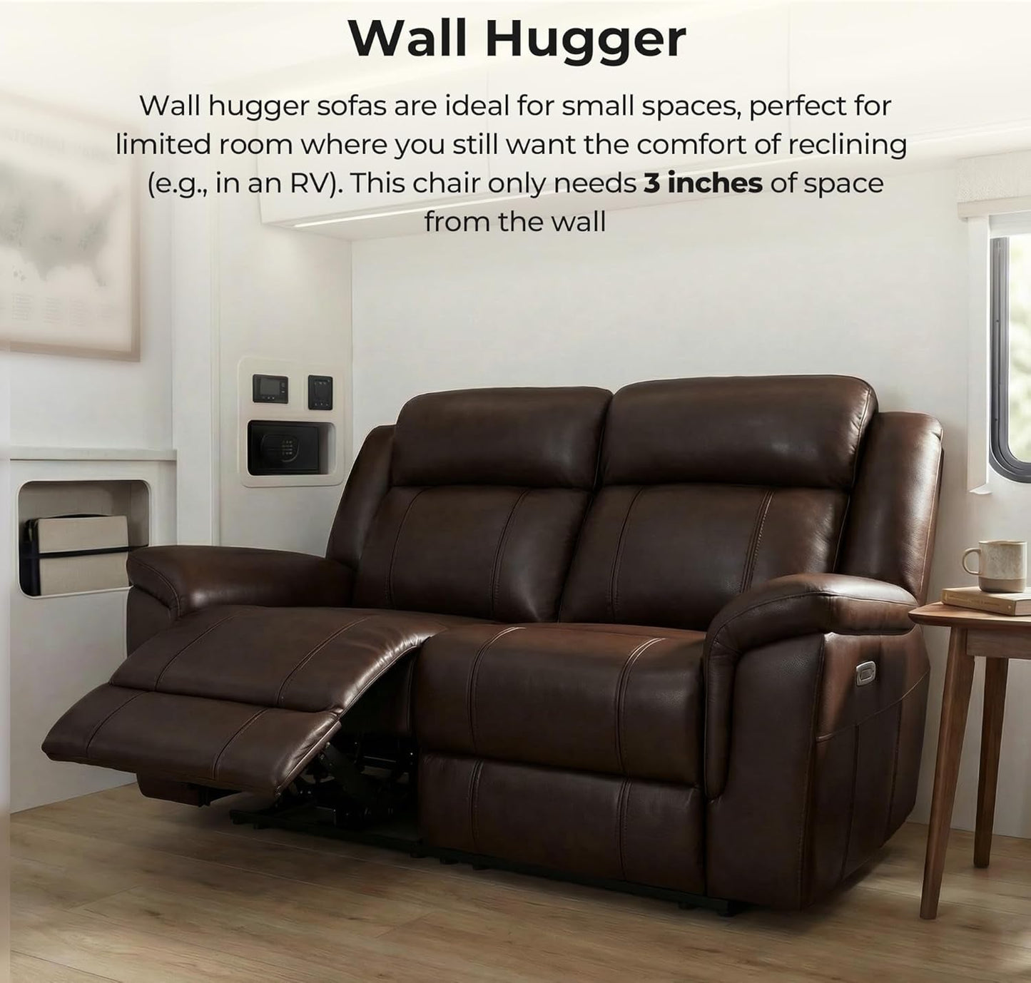 Dark Brown Genuine Leather Power Recliner Sectional