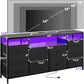63 Inches Black Dresser TV Stand Entertainment Center