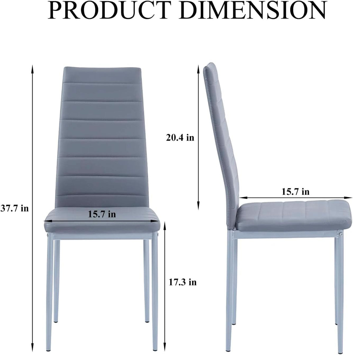 Gray Faux Leather Dining Chairs With Durable Metal Frame