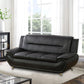 Faux Leather 3 Piece Modern Living Room Sofa Set Black