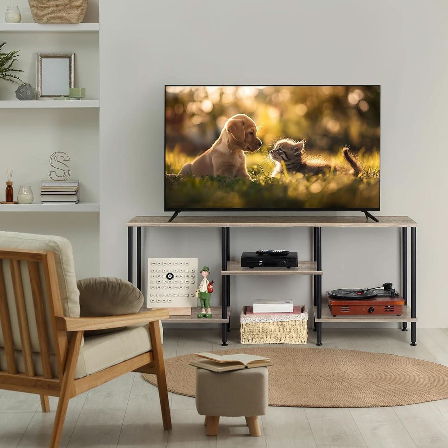 50 Inches Rustic Grey TV Stand Entertainment Center Unit