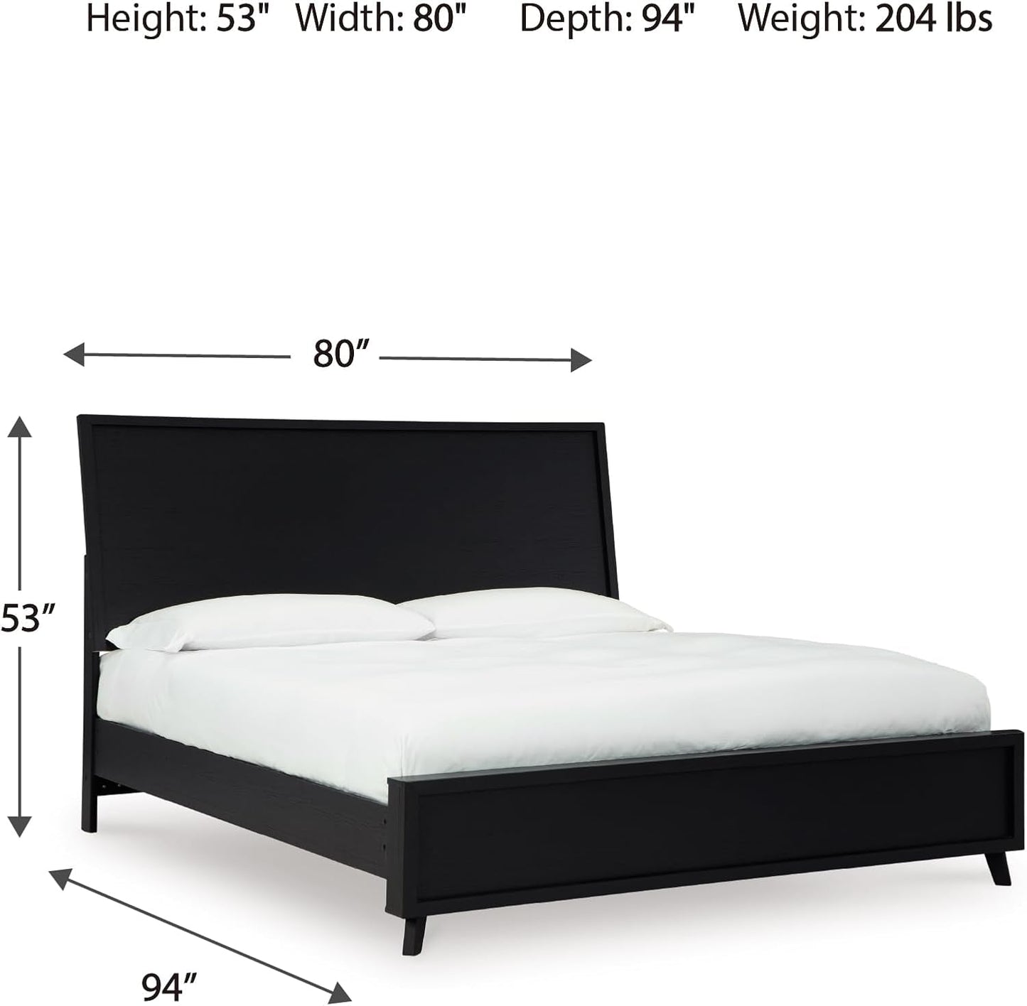 King Platform Bed Black Matte Finish Engineered Wood
