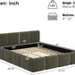 Queen Size Emerald Green Boucle Platform Bed Upholstered