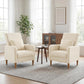Beige Upholstered Accent Chair Featuring Lumbar Pillow