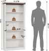 White Five Tier Bookcase Featuring Adjustable Shelves