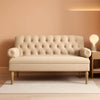 Warm Beige Tufted Loveseat Sofa Modern Living Room-0