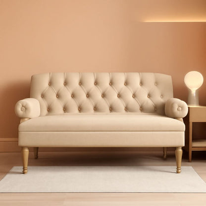 Warm Beige Tufted Loveseat Sofa Modern Living Room-0