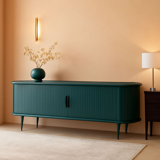 71 Inch Tambour Door TV Console Entertainment Center-0