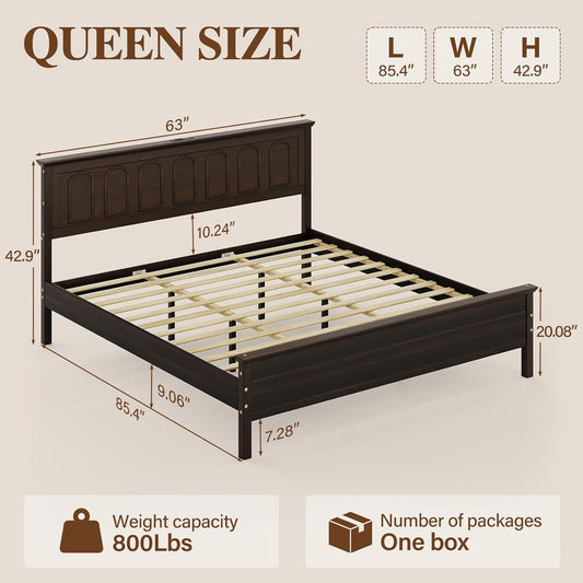 Queen Size Walnut Platform Bed With LEDs