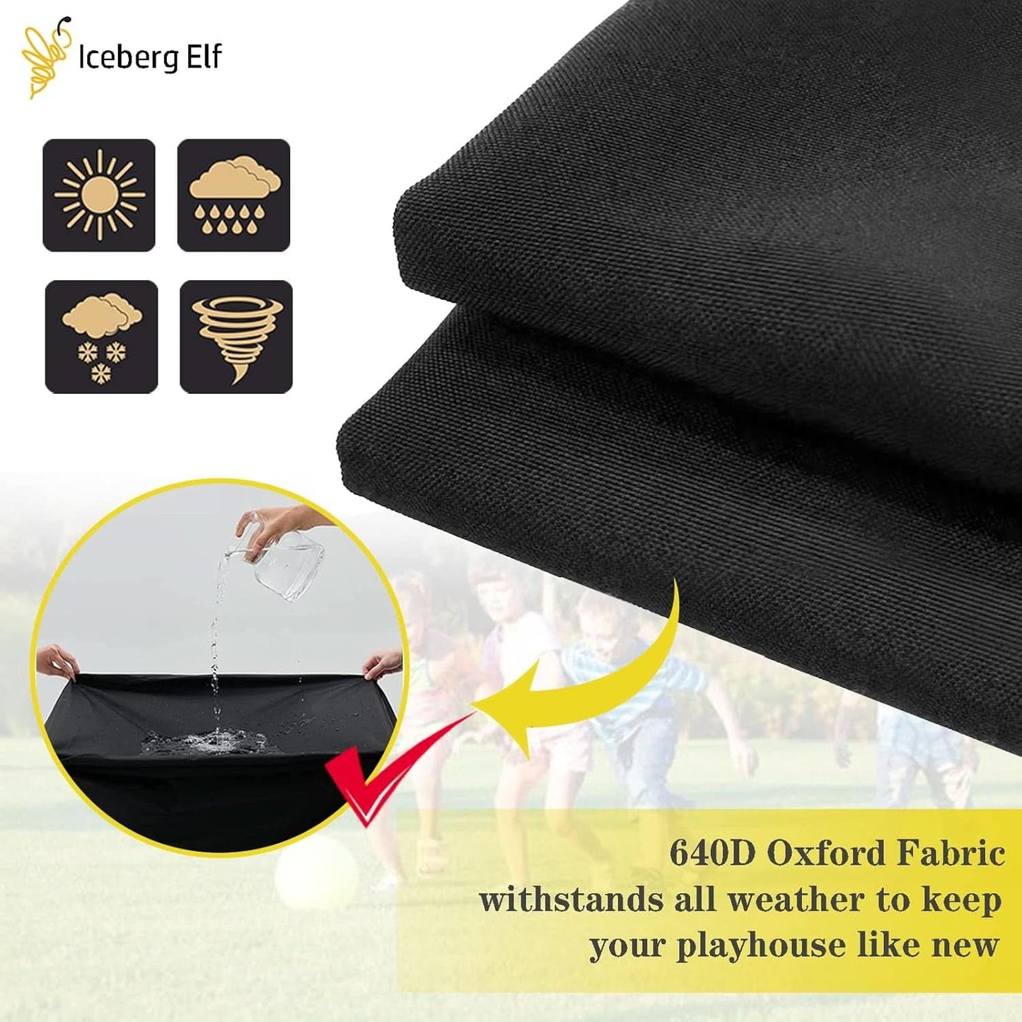 Outdoor Kids Playhouse Cover 57x57x63 Black Waterproof