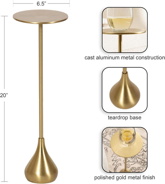 Goldtone Cast Aluminum Teardrop Cocktail Table 7x7