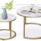White Nesting Circular Coffee Tables Marble Pattern