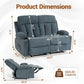 Blue Ultra Plush Reclining Loveseat With Cupholders