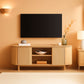 Sixty FiveInch Curved Premium Coastal Oak Finish TV Stand