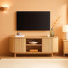Sixty FiveInch Curved Premium Coastal Oak Finish TV Stand