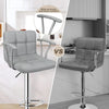 Counter Height Bar Stools Set 2 Armrest Swivel Leather Grey