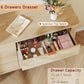 55 Inch Wide Fluted Dresser With Six Drawers Oak Finish