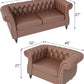 PU Brown Leather Modular Sectional Sofa Tufted Cushions