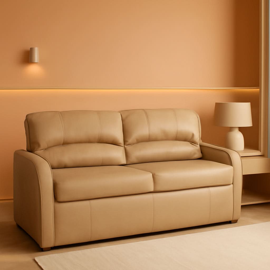65 Inch Jack Knife RV Sleeper Sofa Toffee Leather PUPro Plus