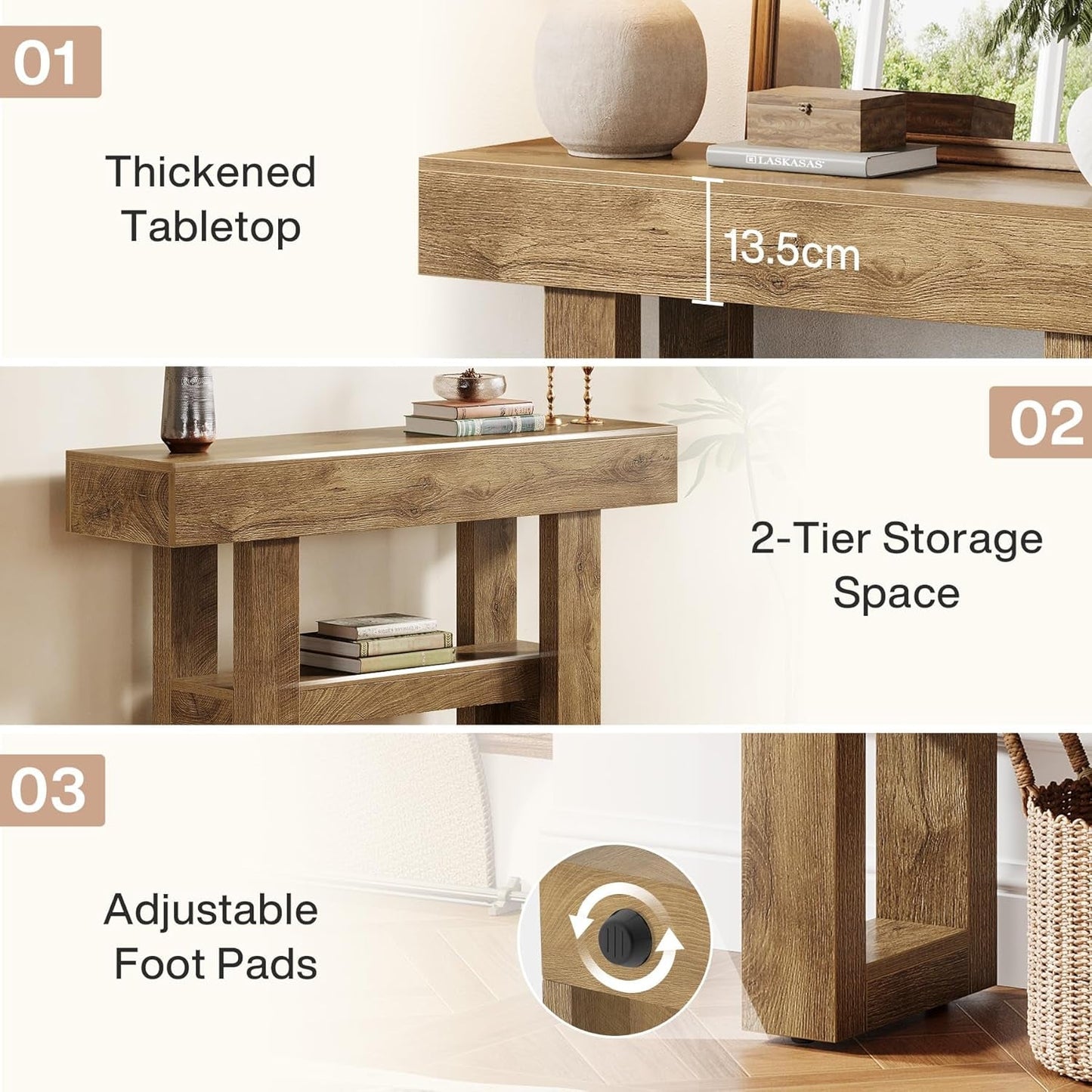 41.34-Inch Farmhouse Console Table, 2-Tier Narrow Sofa Table behind the Couch