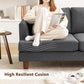 89 Inch Three Seater Upholstered Sofa Dark Grey Living Room-4