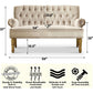 Warm Beige Tufted Linen Love Seat For Small Spaces-1