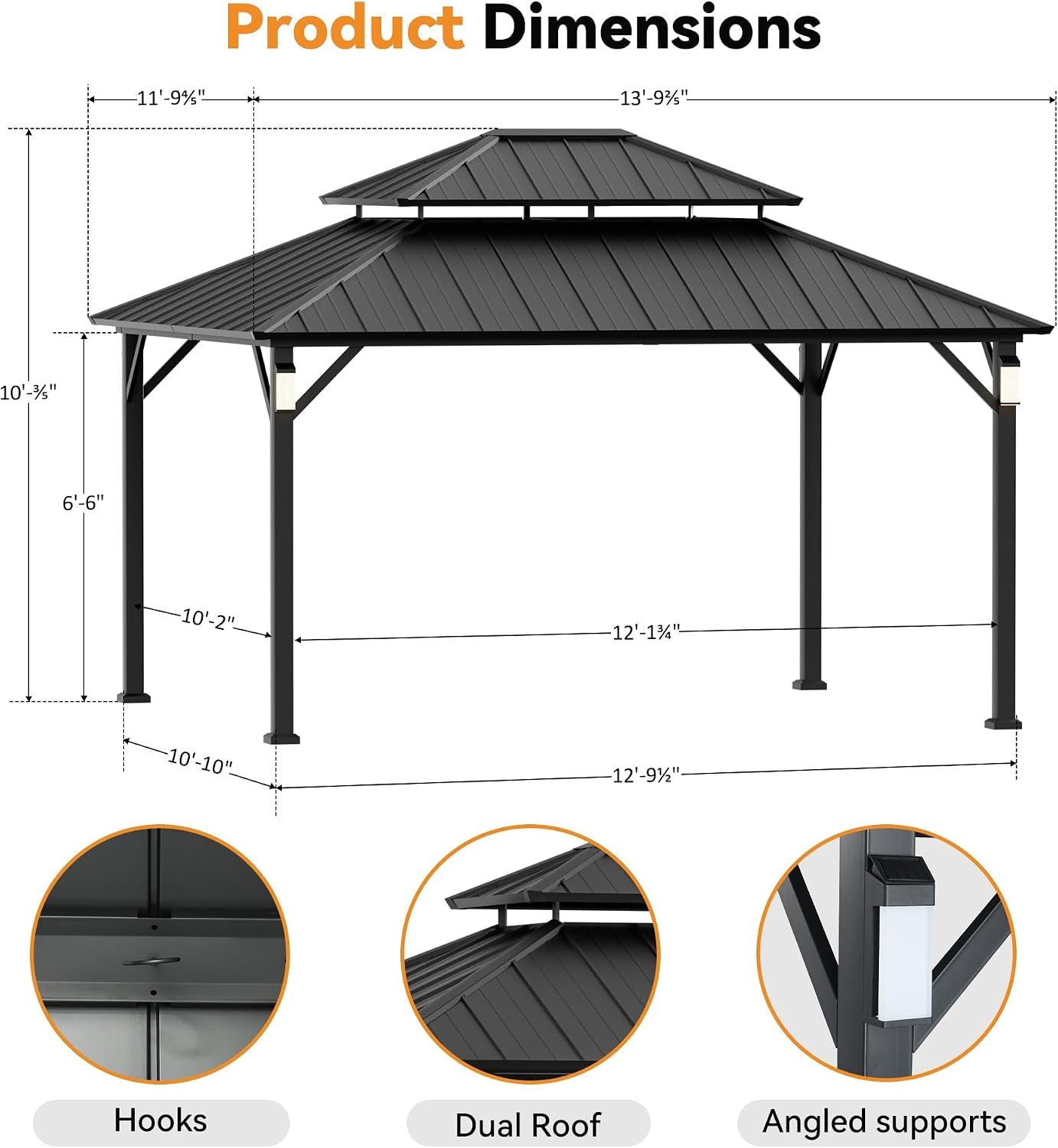12x14 Foot Gazebo With Weatherproof Aluminum Hardtop
