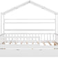 FullSize White Wooden Playhouse Trundle Bed Storage