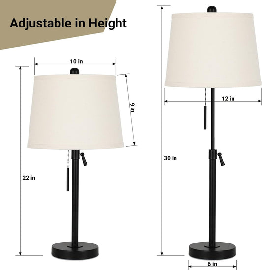 Bedside Table Lamps Jet Black Height Adjustable Modern