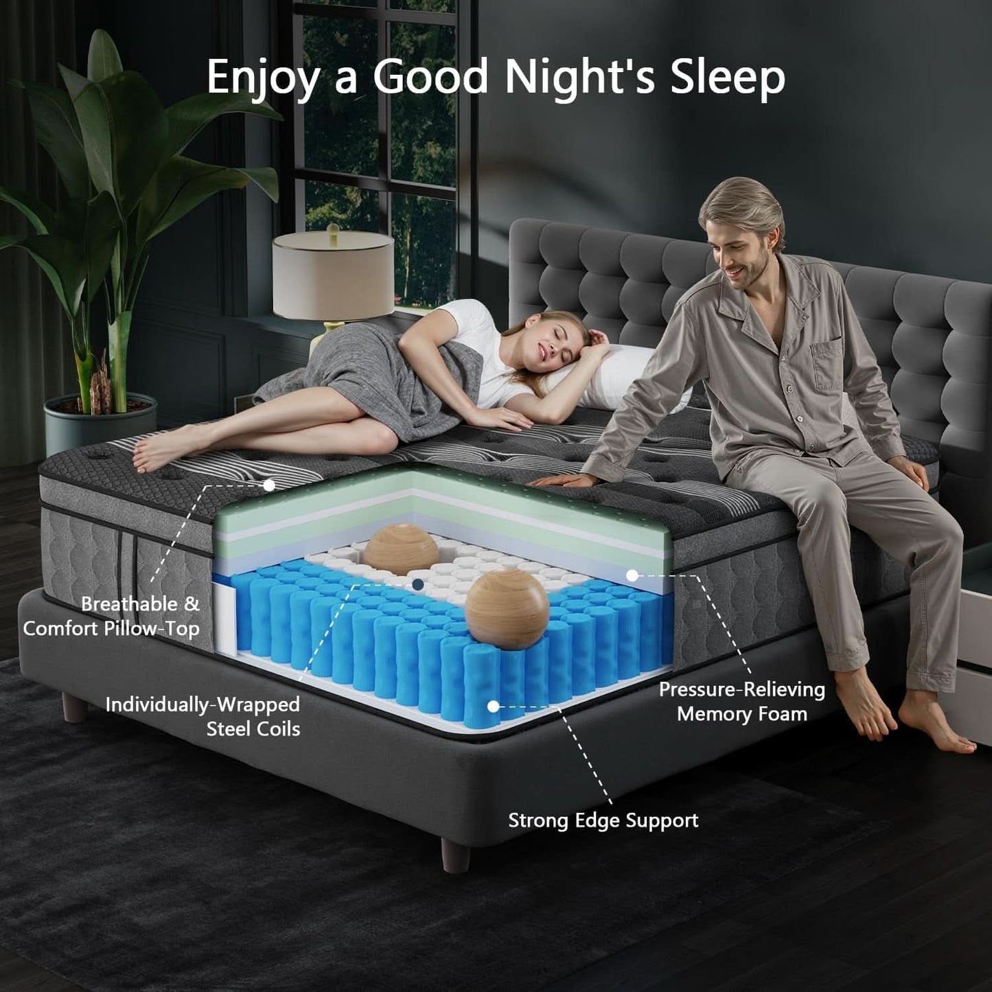 Queen Memory Foam Hybrid Mattress Cooling Gel Layer-2
